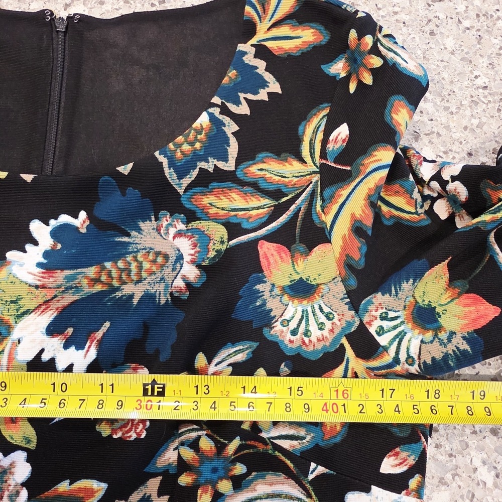 INC Black & Yellow Floral Sheath Dress Floral Print Large.A32 - Picture 4 of 11